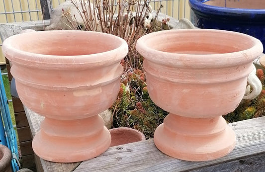 2- er Set Pflanzschalen-Blumentöpfe ø ca. 23 cm aus rötlichen Terracotta Pokale