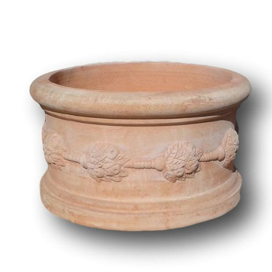 NEU !! Pflanzschale ø 37 cm aus Terracotta mit schöner Ranke , Pflanztopf Blumenkübel Blumentopf